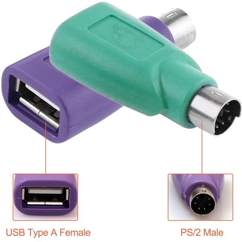 DKARDU PS/2 to USB A Adapter Male to Female Keyboard Adapter PS-2 Jack to USB A Plug for Mouse and Keyboard, Replacement PS/2 Keyboards Adapters, 4 PCS - Image 2